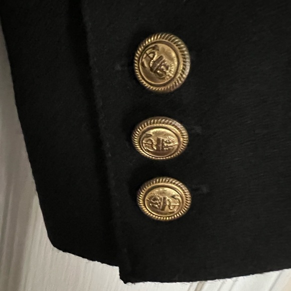 Orig $798 EUC Smythe One Button Poppy Red Lapel Black Blazer Size 2 - Picture 6 of 11